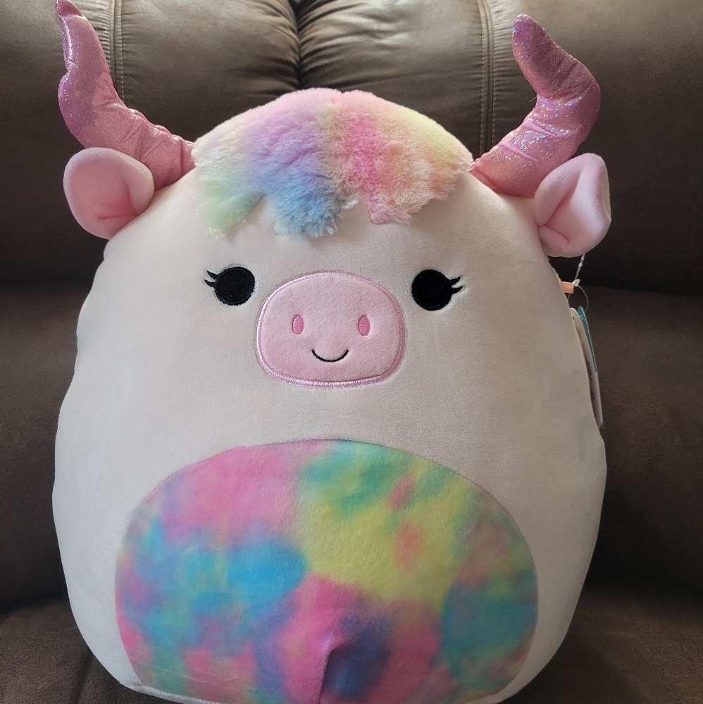 🚫SOLD🚫Squishmallows- Rondah The Tye-dye Longhorn 14"